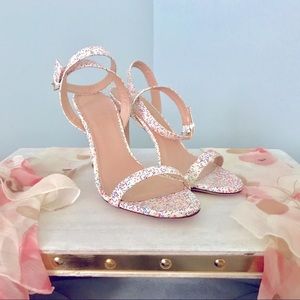 NWOT J. Crew Glitter Skinny-Strap Sandals